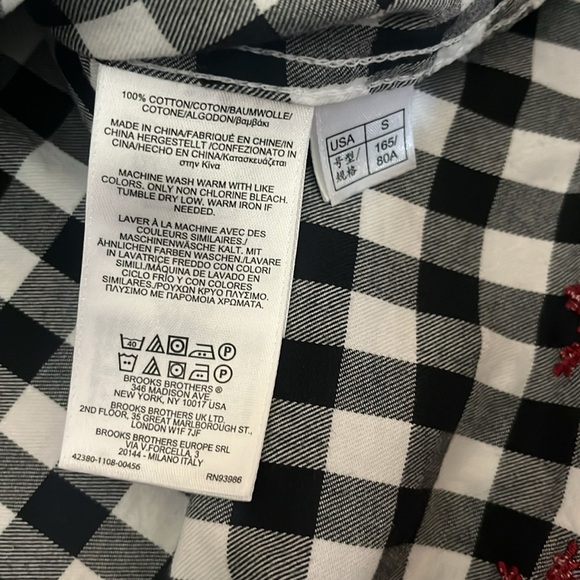 Ted Baker Red Fleece Plaid Pajama Buttons down Blouse Bottom embroidered Size S - Picture 7 of 9